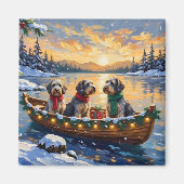 Wirehaired Pointing Griffon Christmas Boat Holiday Magneet (Voorkant)