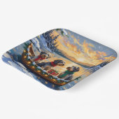 Wirehaired Pointing Griffon Christmas Boat Holiday Papieren Bordje (Gebogen)