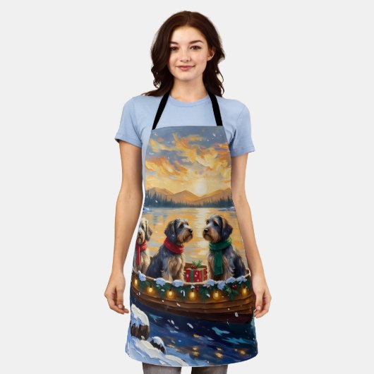 Wirehaired Pointing Griffon Christmas Boat Holiday Schort (Gedragen)