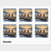 Wirehaired Pointing Griffon Christmas Boat Holiday Vierkante Sticker (Vel)