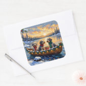 Wirehaired Pointing Griffon Christmas Boat Holiday Vierkante Sticker (Envelop)