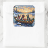 Wirehaired Pointing Griffon Christmas Boat Holiday Vierkante Sticker (Tas)