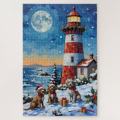 Wirehaired Pointing Griffon Christmas Lighthouse Legpuzzel (Verticaal)
