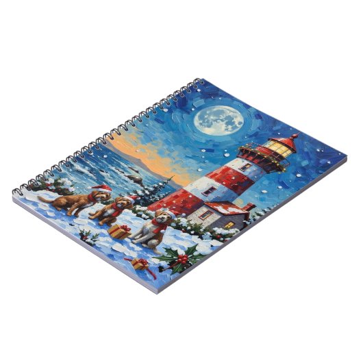 Wirehaired Pointing Griffon Christmas Lighthouse Notitieboek (Linkerzijde)