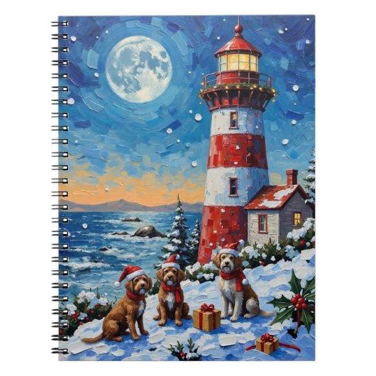 Wirehaired Pointing Griffon Christmas Lighthouse Notitieboek (Voorkant)