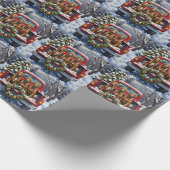 Wirehaired Pointing Griffon Christmas Red Truck Cadeaupapier (Hoek)