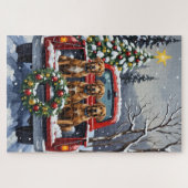 Wirehaired Pointing Griffon Christmas Red Truck Legpuzzel (Horizontaal)