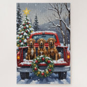 Wirehaired Pointing Griffon Christmas Red Truck Legpuzzel (Verticaal)