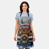 Wirehaired Pointing Griffon Christmas Red Truck Schort (Gedragen)