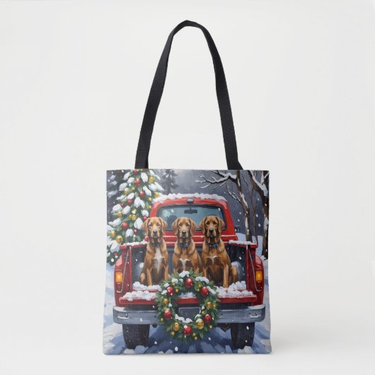 Wirehaired Pointing Griffon Christmas Red Truck Tote Bag (Voorkant)