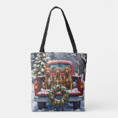 Wirehaired Pointing Griffon Christmas Red Truck Tote Bag (Achterkant)
