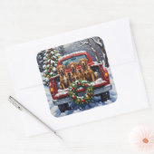 Wirehaired Pointing Griffon Christmas Red Truck Vierkante Sticker (Envelop)