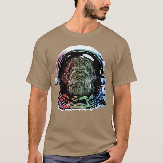 Wirehaired Pointing Griffon Dog Astronaut Hondenfa T-shirt (Voorkant)
