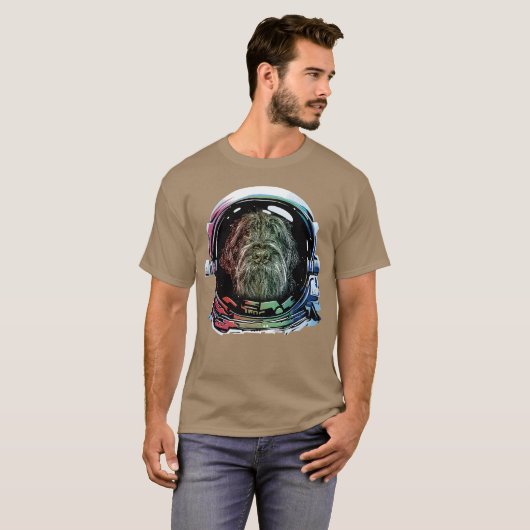 Wirehaired Pointing Griffon Dog Astronaut Hondenfa T-shirt (Voorkant volledig)