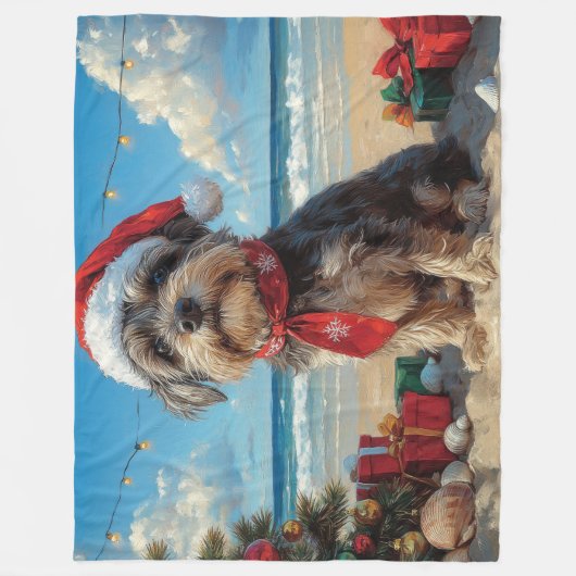 Wirehaired Pointing Griffon Dog Christmas Beach Fleece Deken (Voorkant)