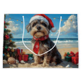 Wirehaired Pointing Griffon Dog Christmas Beach Groot Cadeauzakje (Voorkant)
