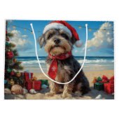 Wirehaired Pointing Griffon Dog Christmas Beach Groot Cadeauzakje (Achterkant)