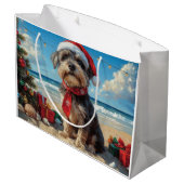 Wirehaired Pointing Griffon Dog Christmas Beach Groot Cadeauzakje (Achterkant Gekanteld)