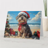 Wirehaired Pointing Griffon Dog Christmas Beach Kaart (Voorkant)