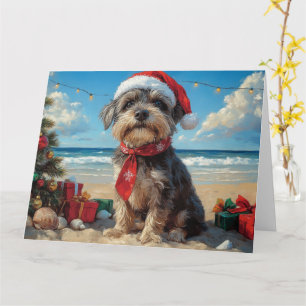 Wirehaired Pointing Griffon Dog Christmas Beach Kaart