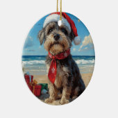 Wirehaired Pointing Griffon Dog Christmas Beach Keramisch Ornament (Rechts)