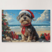 Wirehaired Pointing Griffon Dog Christmas Beach Legpuzzel (Horizontaal)