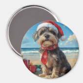 Wirehaired Pointing Griffon Dog Christmas Beach Magneet (Voorkant / Achterkant)