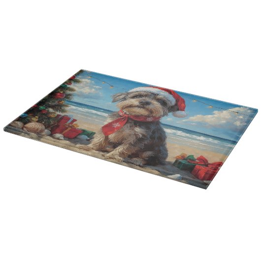 Wirehaired Pointing Griffon Dog Christmas Beach Snijplank (Hoek)