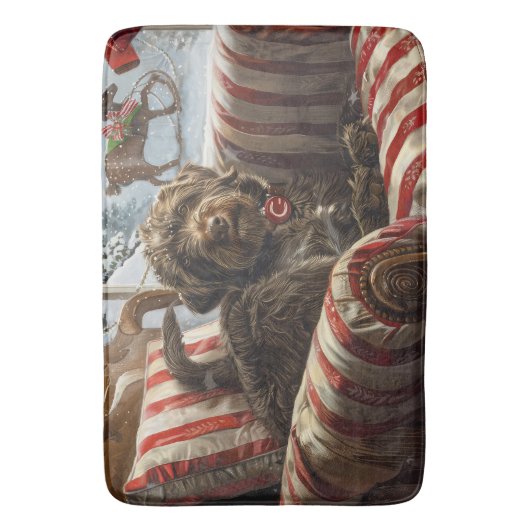 Wirehaired Pointing Griffon Dog Kerstfeest Badmat (Voorkant Verticaal)