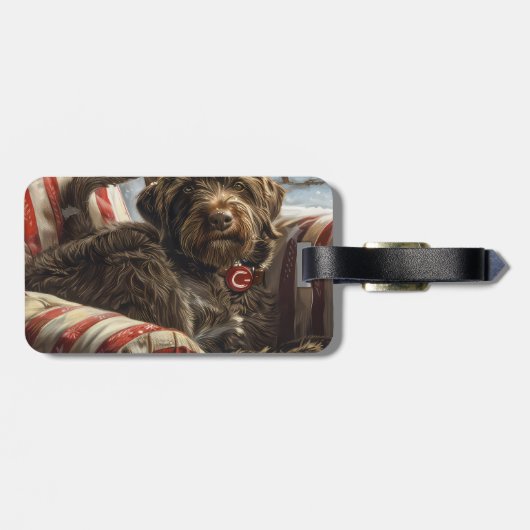 Wirehaired Pointing Griffon Dog Kerstfeest Bagagelabel (Achterkant horizontaal)