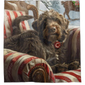 Wirehaired Pointing Griffon Dog Kerstfeest Douchegordijn (Voorkant)