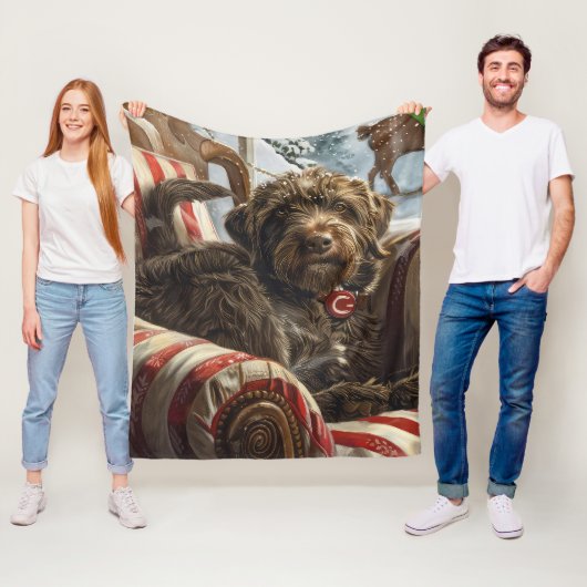 Wirehaired Pointing Griffon Dog Kerstfeest Fleece Deken (In situ)