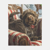 Wirehaired Pointing Griffon Dog Kerstfeest Fleece Deken (Voorkant)