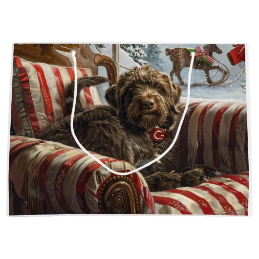 Wirehaired Pointing Griffon Dog Kerstfeest Groot Cadeauzakje (Voorkant)