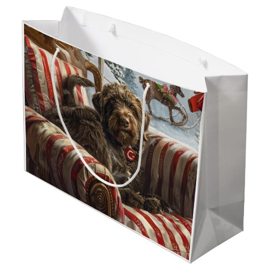 Wirehaired Pointing Griffon Dog Kerstfeest Groot Cadeauzakje (Achterkant Gekanteld)