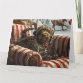 Wirehaired Pointing Griffon Dog Kerstfeest Kaart (Voorkant)