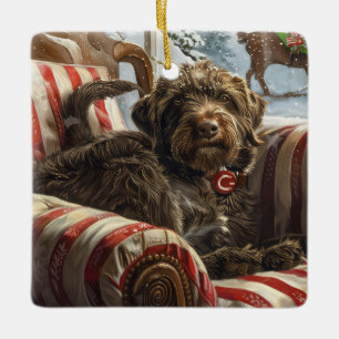Wirehaired Pointing Griffon Dog Kerstfeest Keramisch Ornament