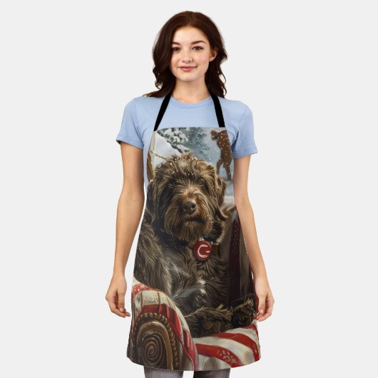 Wirehaired Pointing Griffon Dog Kerstfeest Schort (Gedragen)