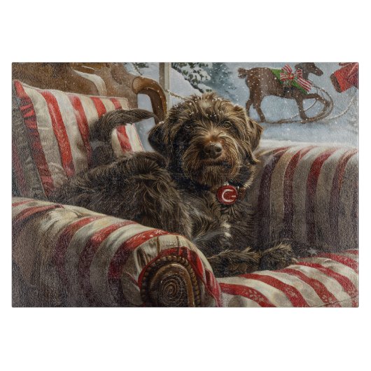 Wirehaired Pointing Griffon Dog Kerstfeest Snijplank (Voorkant)