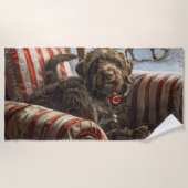 Wirehaired Pointing Griffon Dog Kerstfeest Strandlaken (Voorkant)