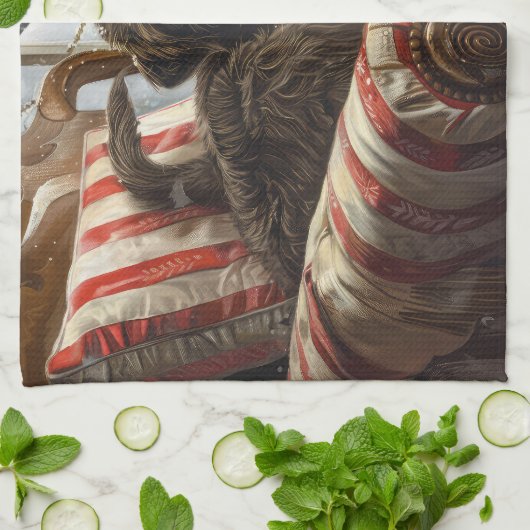 Wirehaired Pointing Griffon Dog Kerstfeest Theedoek (Gevouwen)