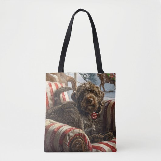 Wirehaired Pointing Griffon Dog Kerstfeest Tote Bag (Voorkant)