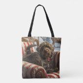 Wirehaired Pointing Griffon Dog Kerstfeest Tote Bag (Achterkant)