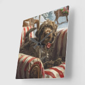 Wirehaired Pointing Griffon Dog Kerstfeest Vierkante Klok (Hoek)