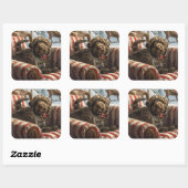 Wirehaired Pointing Griffon Dog Kerstfeest Vierkante Sticker (Vel)