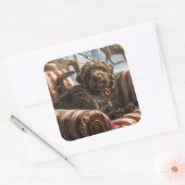 Wirehaired Pointing Griffon Dog Kerstfeest Vierkante Sticker (Envelop)