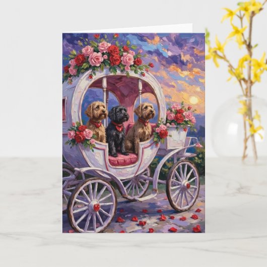 Wirehaired Pointing Griffon Dog Valentine's Day Kaart (Gele Bloem)