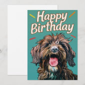Wirehaired Pointing Griffon Gelukkige Verjaardag Feestdagenkaart (Voorkant / Achterkant)