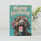 Wirehaired Pointing Griffon Gelukkige Verjaardag Feestdagenkaart (Staand voorkant)
