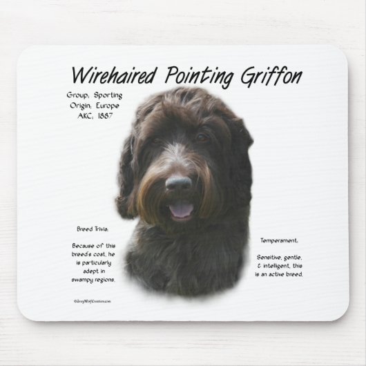 Wirehaired Pointing Griffon Geschiedenis Ontwerp Muismat (Voorkant)